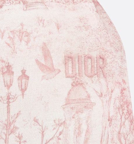 Baby Loose-Fitting Pants • Ivory Satin-Finish Voile with Pale Pink Toile de Jouy Paris Print