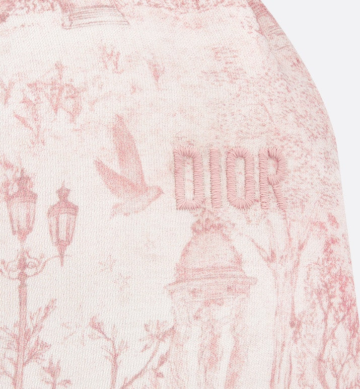 Baby Loose-Fitting Pants • Ivory Satin-Finish Voile with Pale Pink Toile de Jouy Paris Print