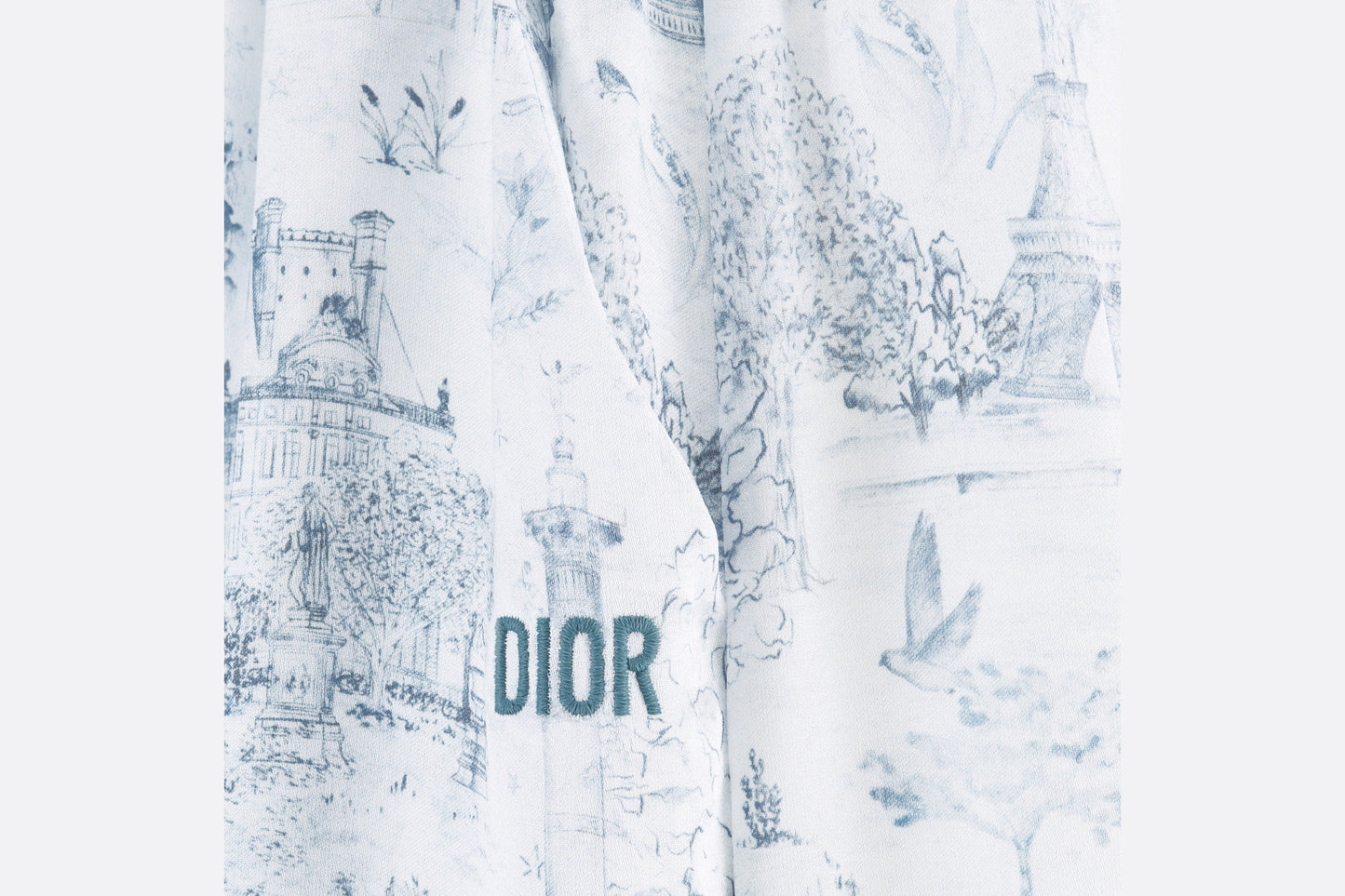 Kid's Loose Pants • Ivory Satin-Finish Voile with Blue Toile de Jouy Paris Print