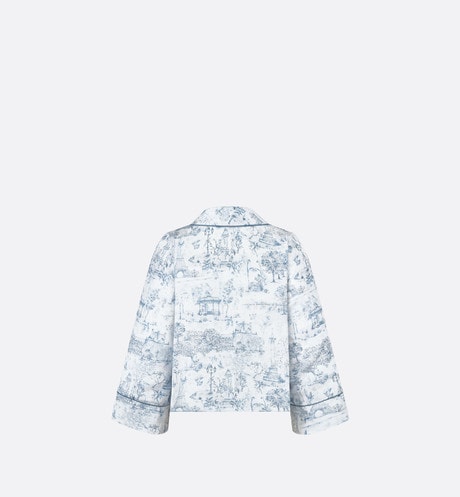 Kid's Shirt • Ivory Satin-Finish Voile with Blue Toile de Jouy Paris Print