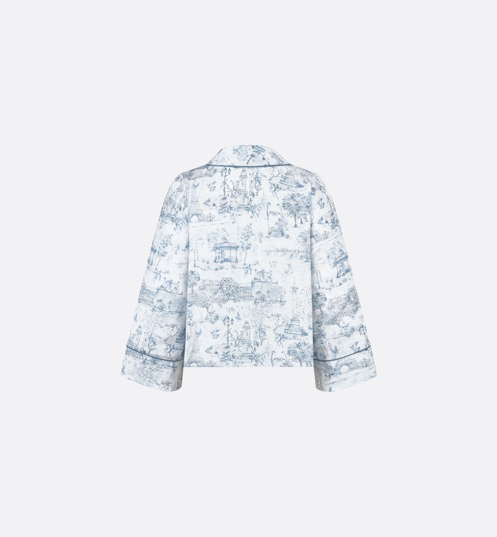 Kid's Shirt • Ivory Satin-Finish Voile with Blue Toile de Jouy Paris Print