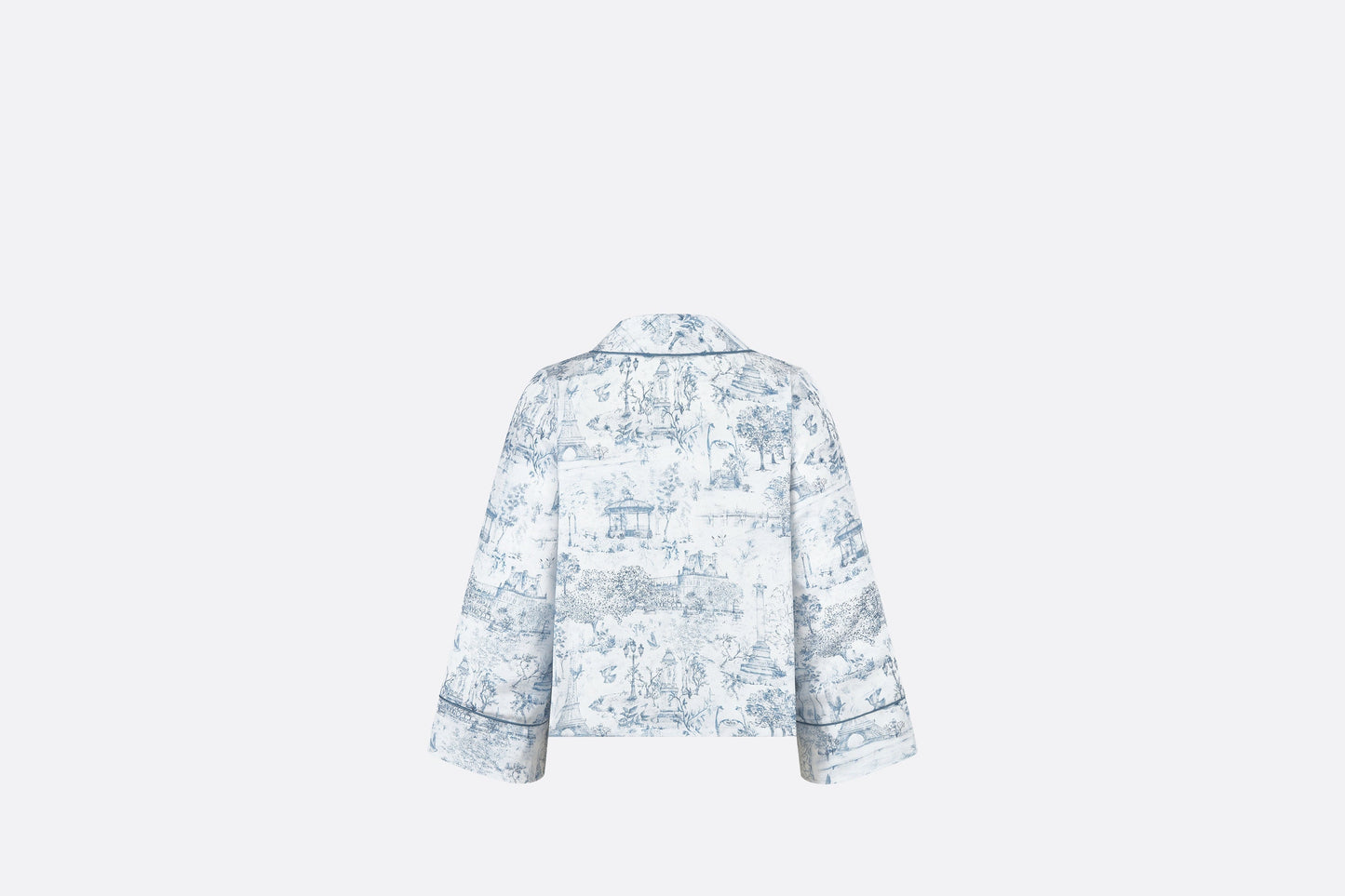 Kid's Shirt • Ivory Satin-Finish Voile with Blue Toile de Jouy Paris Print