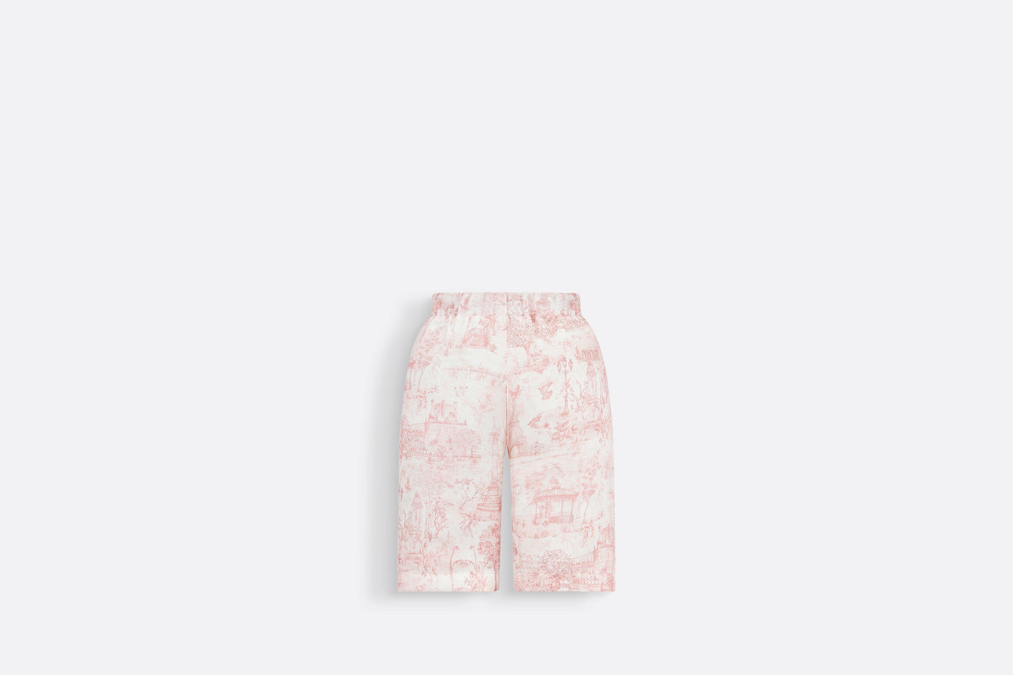 Baby Loose-Fitting Pants • Ivory Satin-Finish Voile with Pale Pink Toile de Jouy Paris Print
