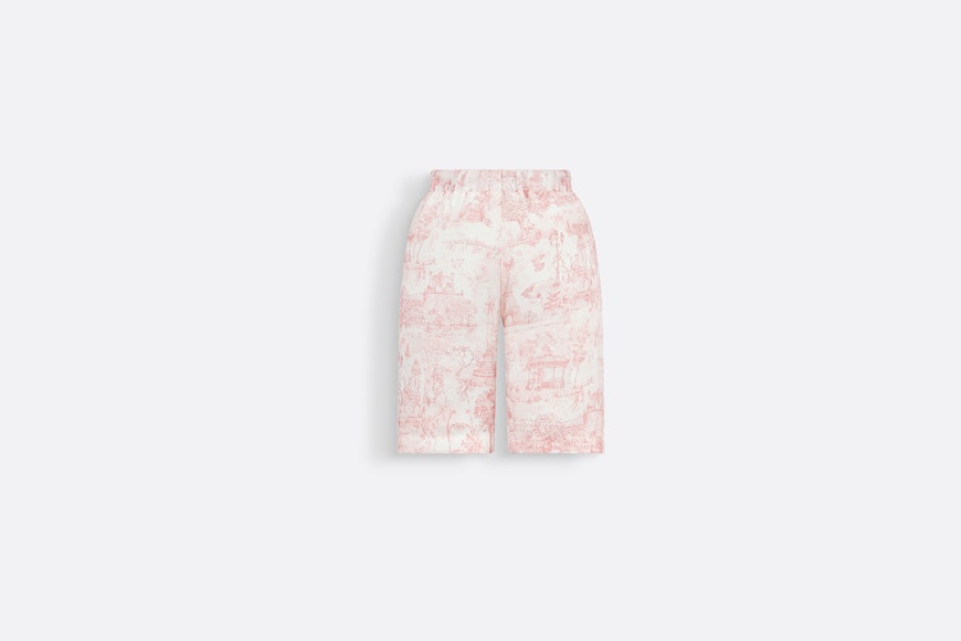 Baby Loose-Fitting Pants • Ivory Satin-Finish Voile with Pale Pink Toile de Jouy Paris Print