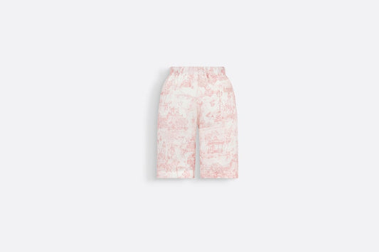 Baby Loose-Fitting Pants • Ivory Satin-Finish Voile with Pale Pink Toile de Jouy Paris Print