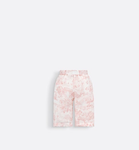 Baby Loose-Fitting Pants • Ivory Satin-Finish Voile with Pale Pink Toile de Jouy Paris Print