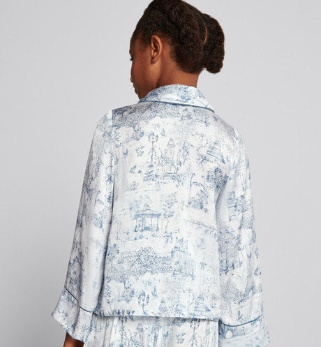 Kid's Shirt • Ivory Satin-Finish Voile with Blue Toile de Jouy Paris Print