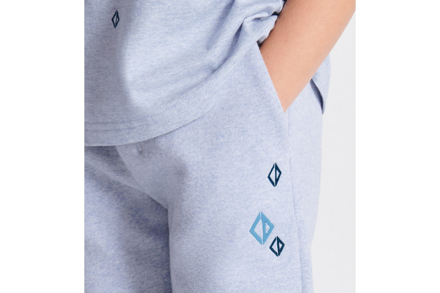 Kid's Track Pants • Heathered Blue Cotton Fleece