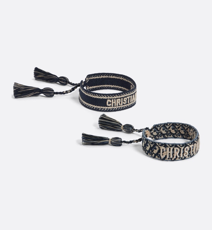 Christian Dior Bracelet Set • Navy Blue Dior Oblique Embroidery