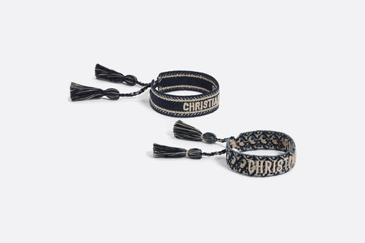 Christian Dior Bracelet Set • Navy Blue Dior Oblique Embroidery