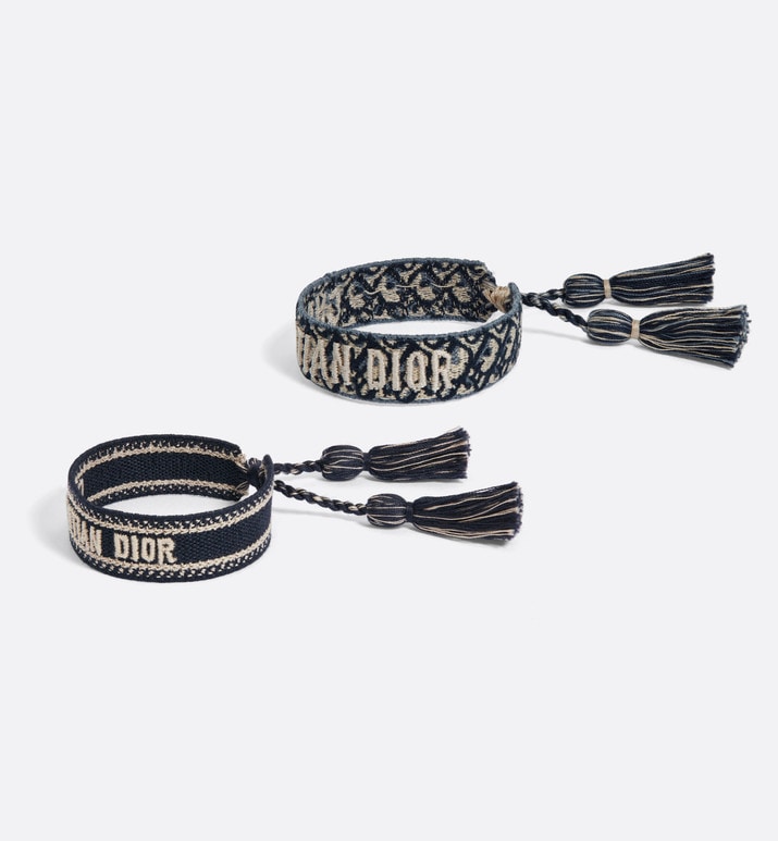 Christian Dior Bracelet Set • Navy Blue Dior Oblique Embroidery