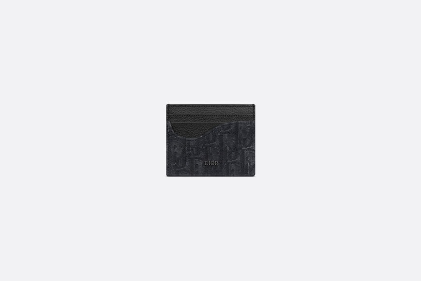 Saddle Card Holder • Black Dior Oblique Jacquard and Grained Calfskin
