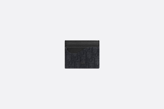 Saddle Card Holder • Black Dior Oblique Jacquard and Grained Calfskin