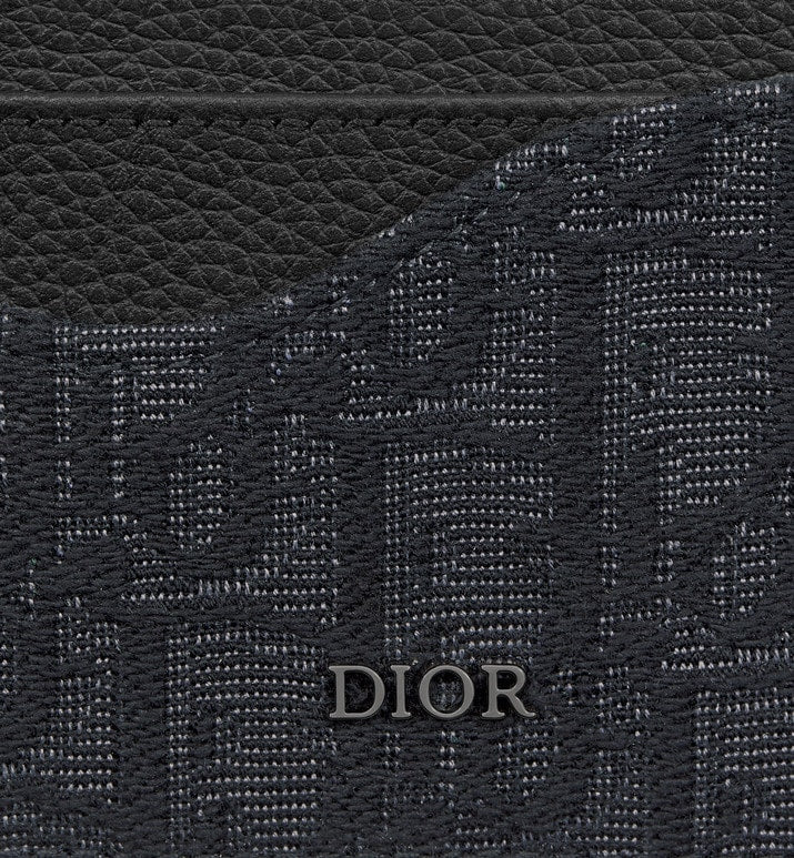 Saddle Card Holder • Black Dior Oblique Jacquard and Grained Calfskin