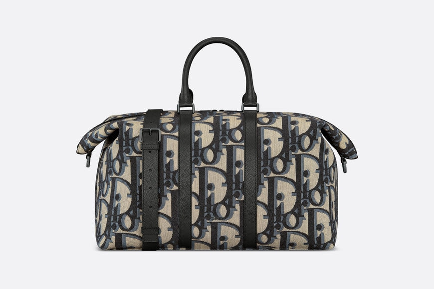 Weekender 50 Bag • Beige and Black Maxi Dior Oblique Jacquard