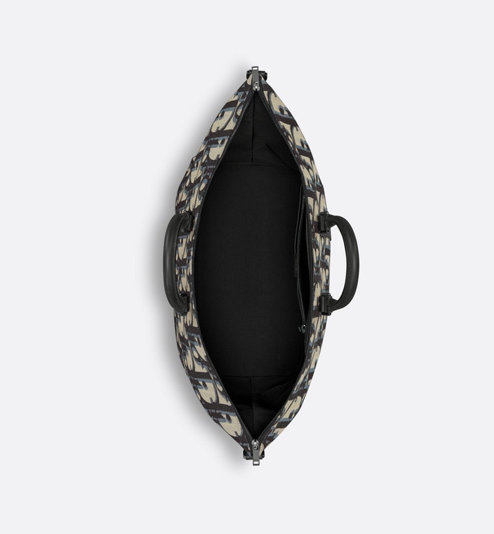 Weekender 50 Bag • Beige and Black Maxi Dior Oblique Jacquard