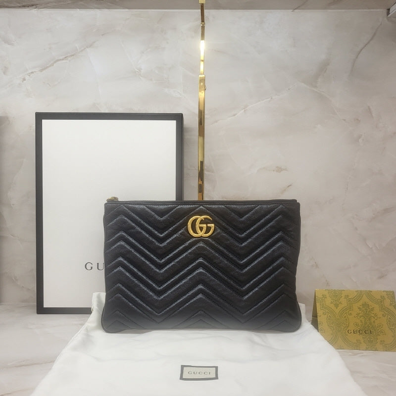 Gucci Black Matelassé GG Marmont Clutch 525541 135870129