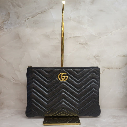 Gucci Black Matelassé GG Marmont Clutch 525541 135870129