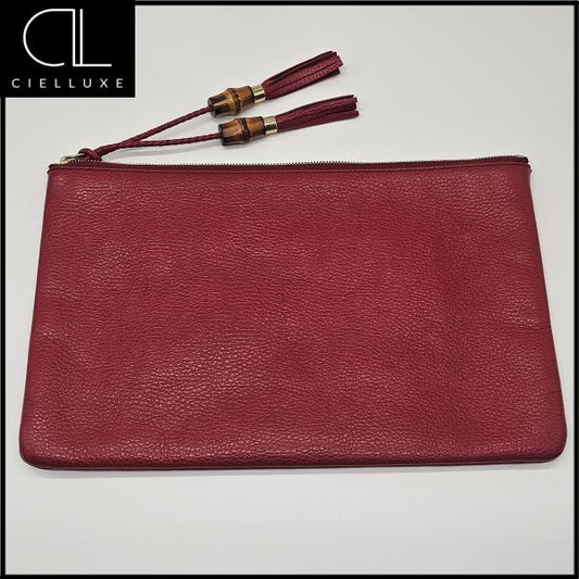 Gucci Bamboo Tassel Clutch Bag (Red) 142136350