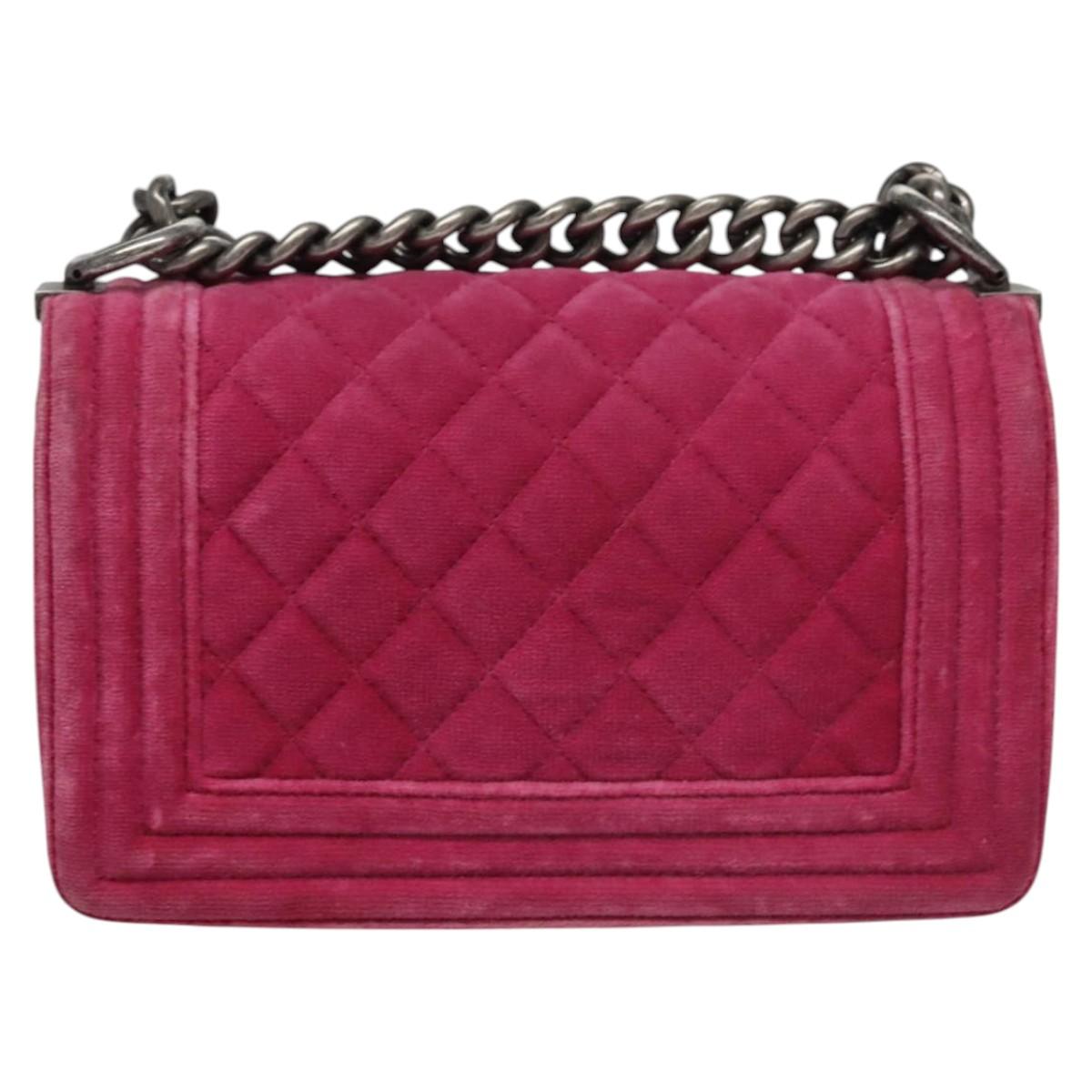 Chanel Boy Pink Velvet Shoulder Bag ()