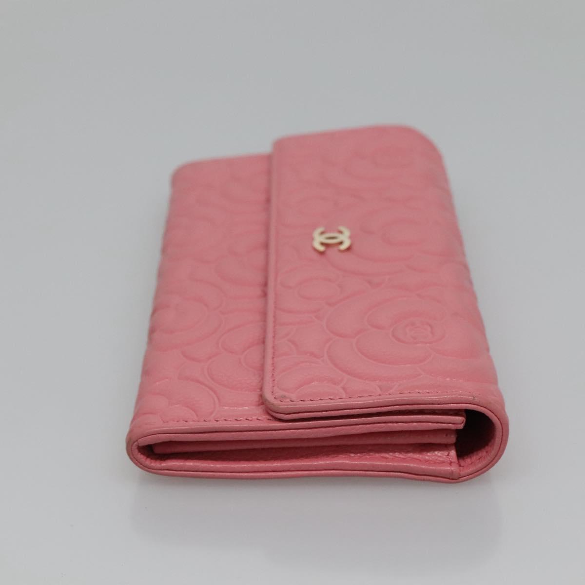 Chanel Camellia Pink Leather Wallet  ()