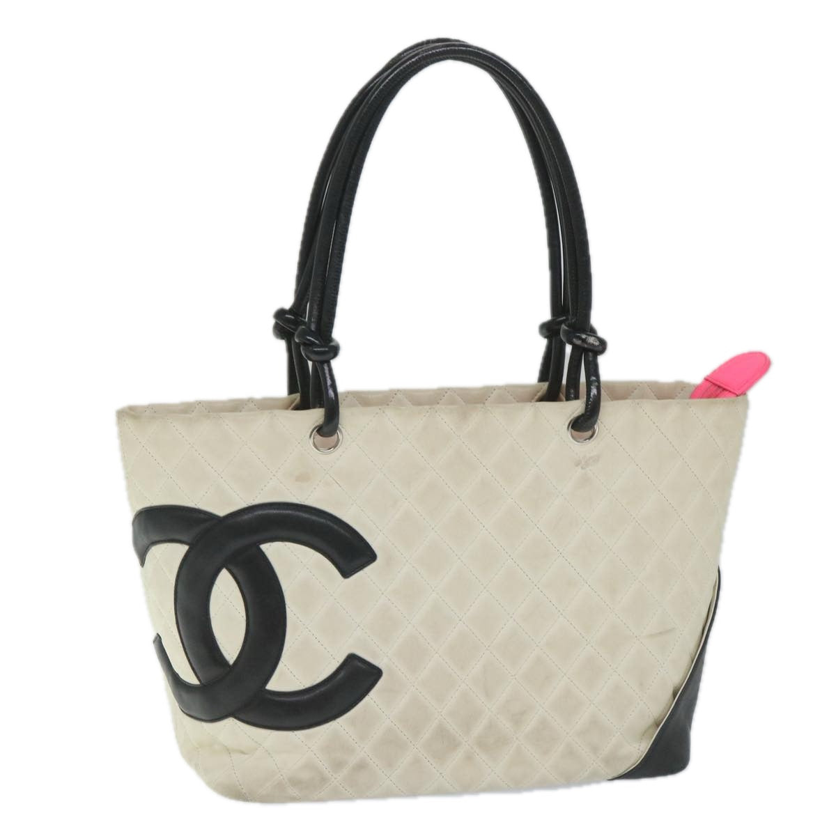 Chanel Cambon Line White Leather Tote Bag ()
