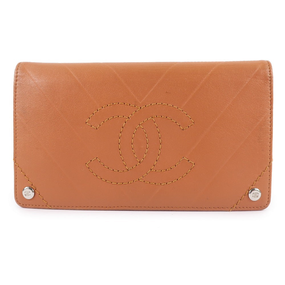 Chanel Brown Leather Coco Mark wallet accessories