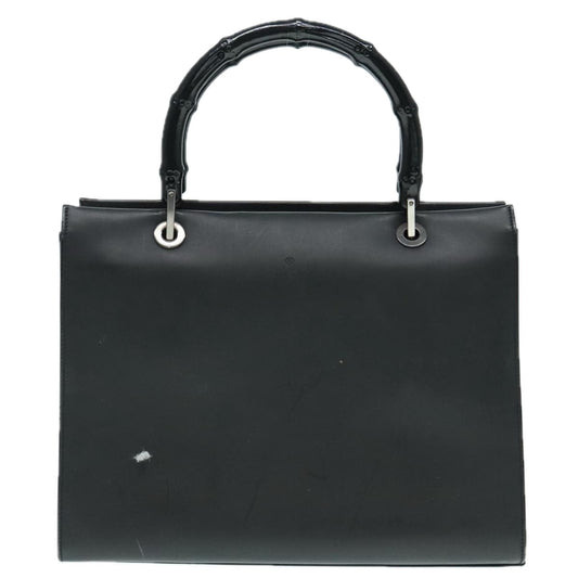 Gucci Bamboo Black Leather Handbag ()
