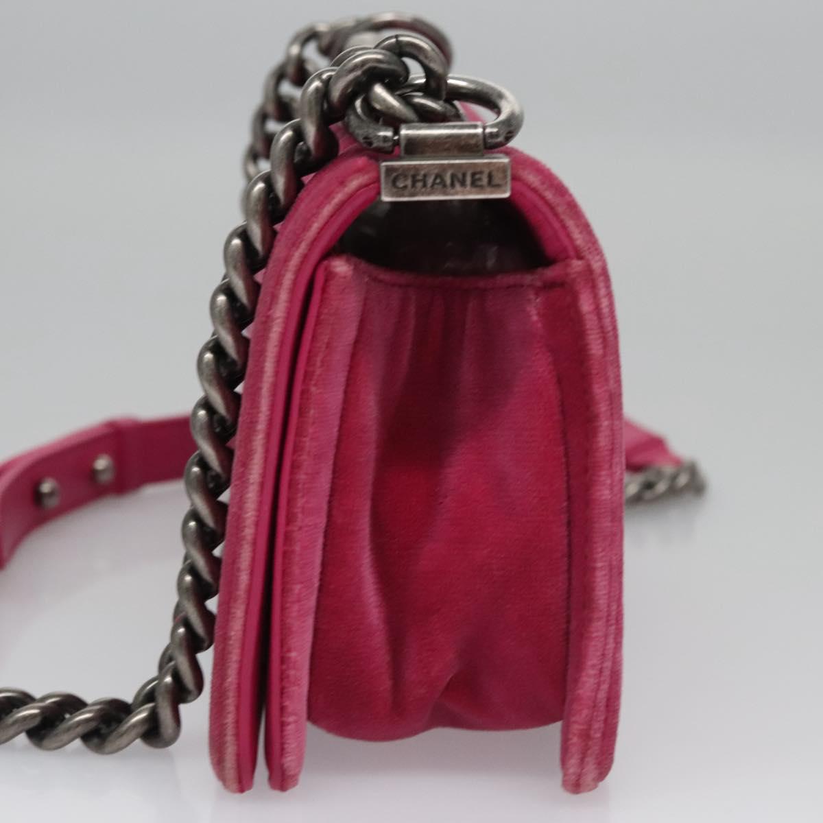 Chanel Boy Pink Velvet Shoulder Bag ()