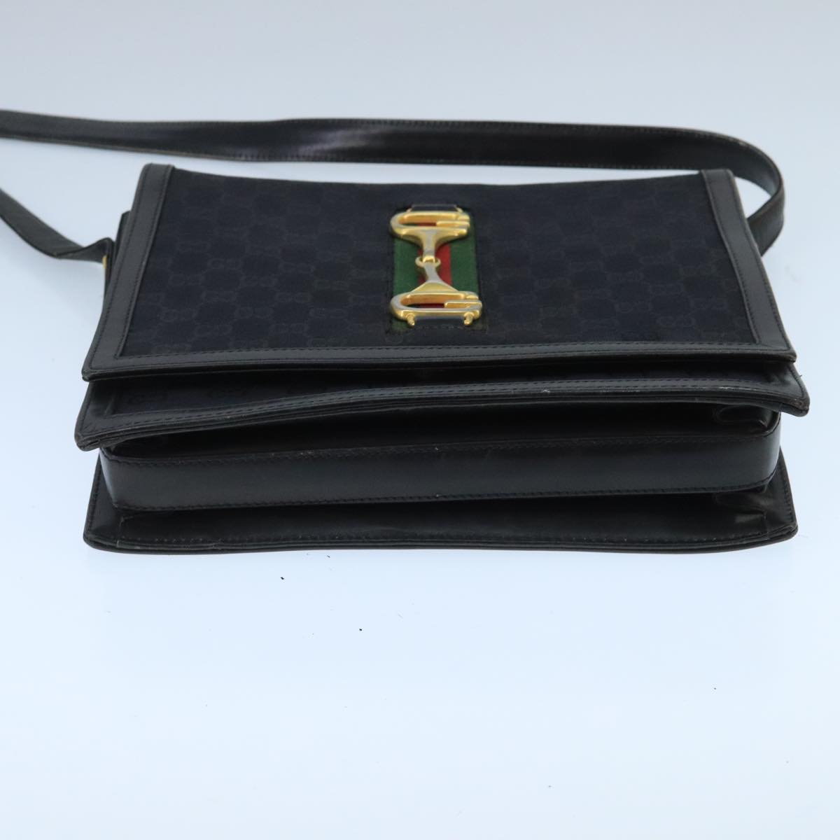Gucci Horsebit Black Canvas Shoulder Bag ()