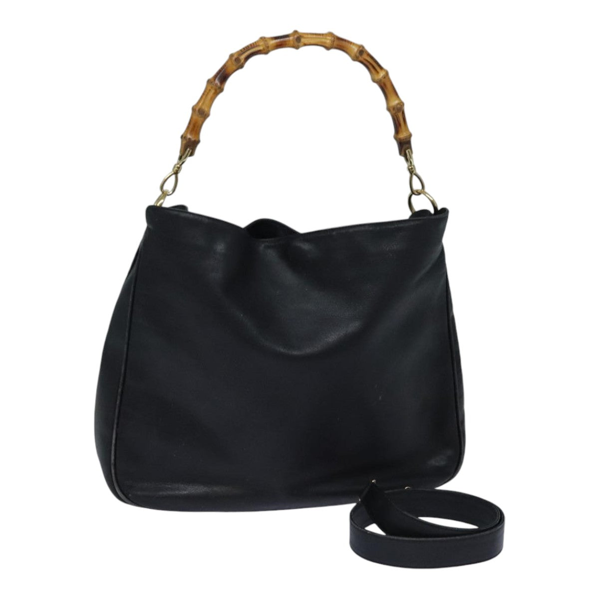 Gucci Bamboo Black Leather Handbag ()