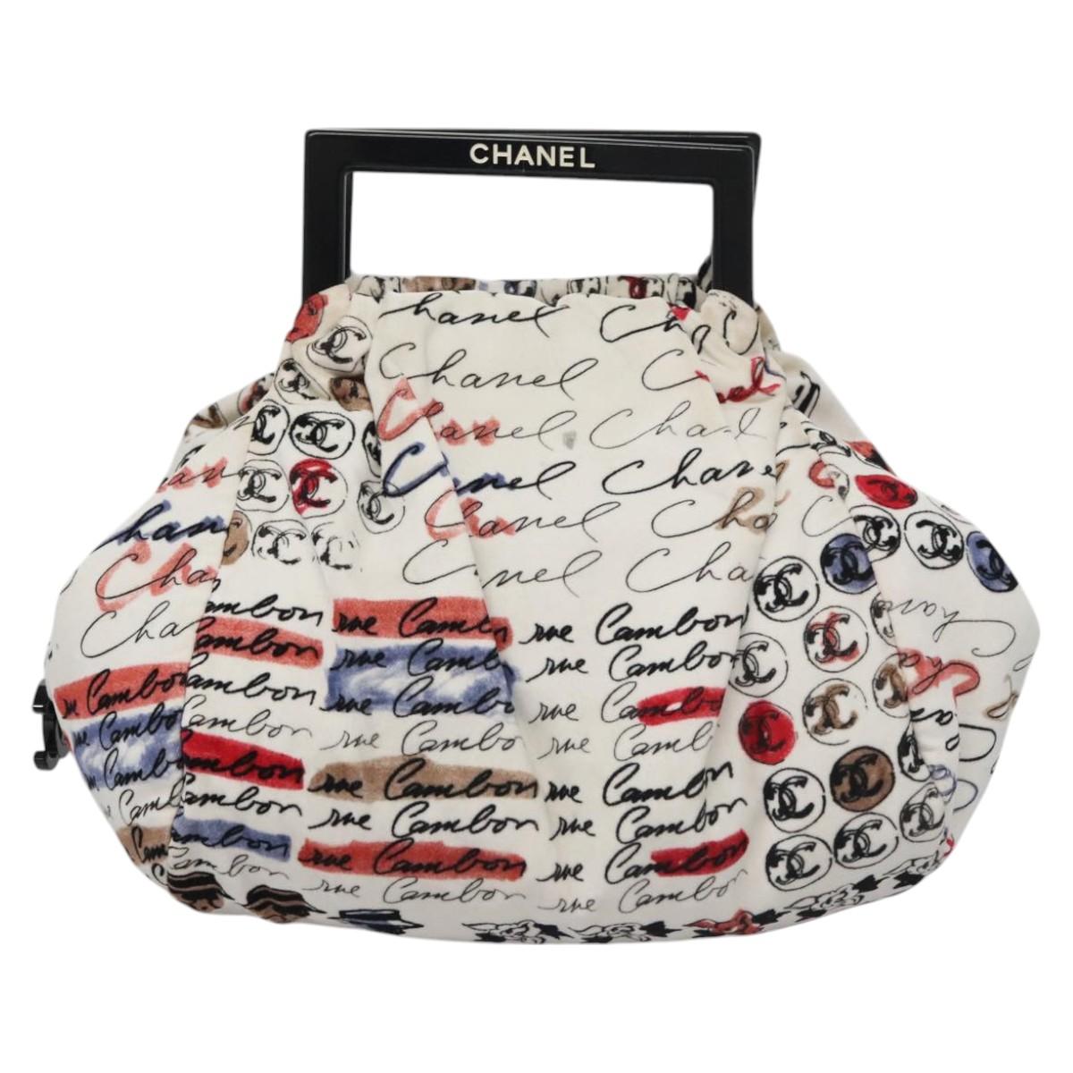 Chanel Cambon White Velvet Handbag ()