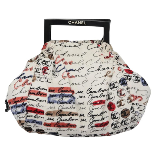 Chanel Cambon White Velvet Handbag ()