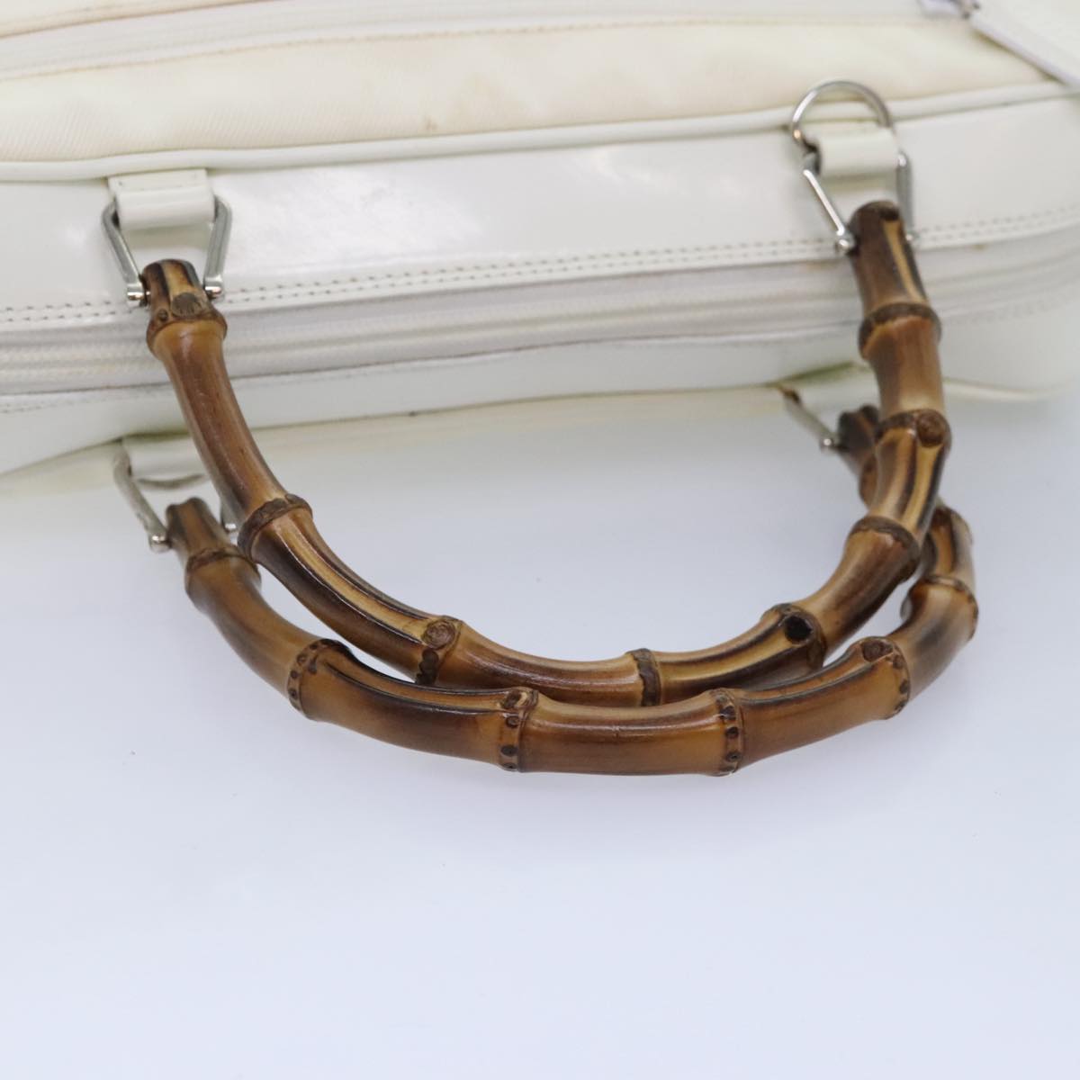 Gucci Bamboo White Leather Handbag ()