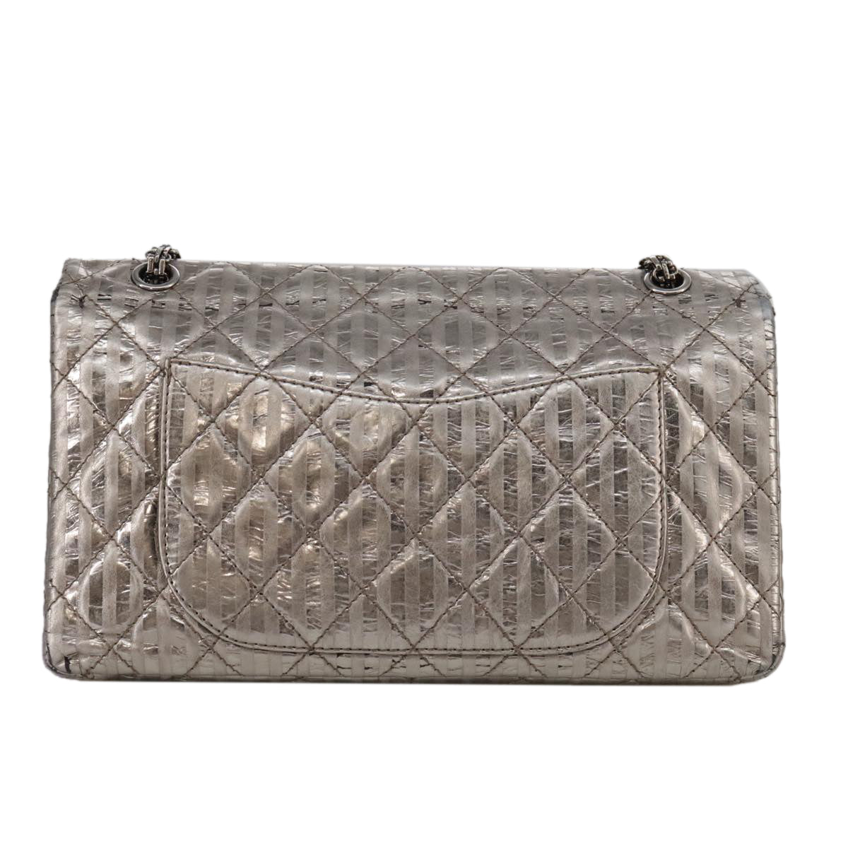 Chanel 2,55 Silver Leather Shoulder Bag ()