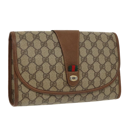 Gucci Gg Supreme Brown Canvas Clutch Bag ()