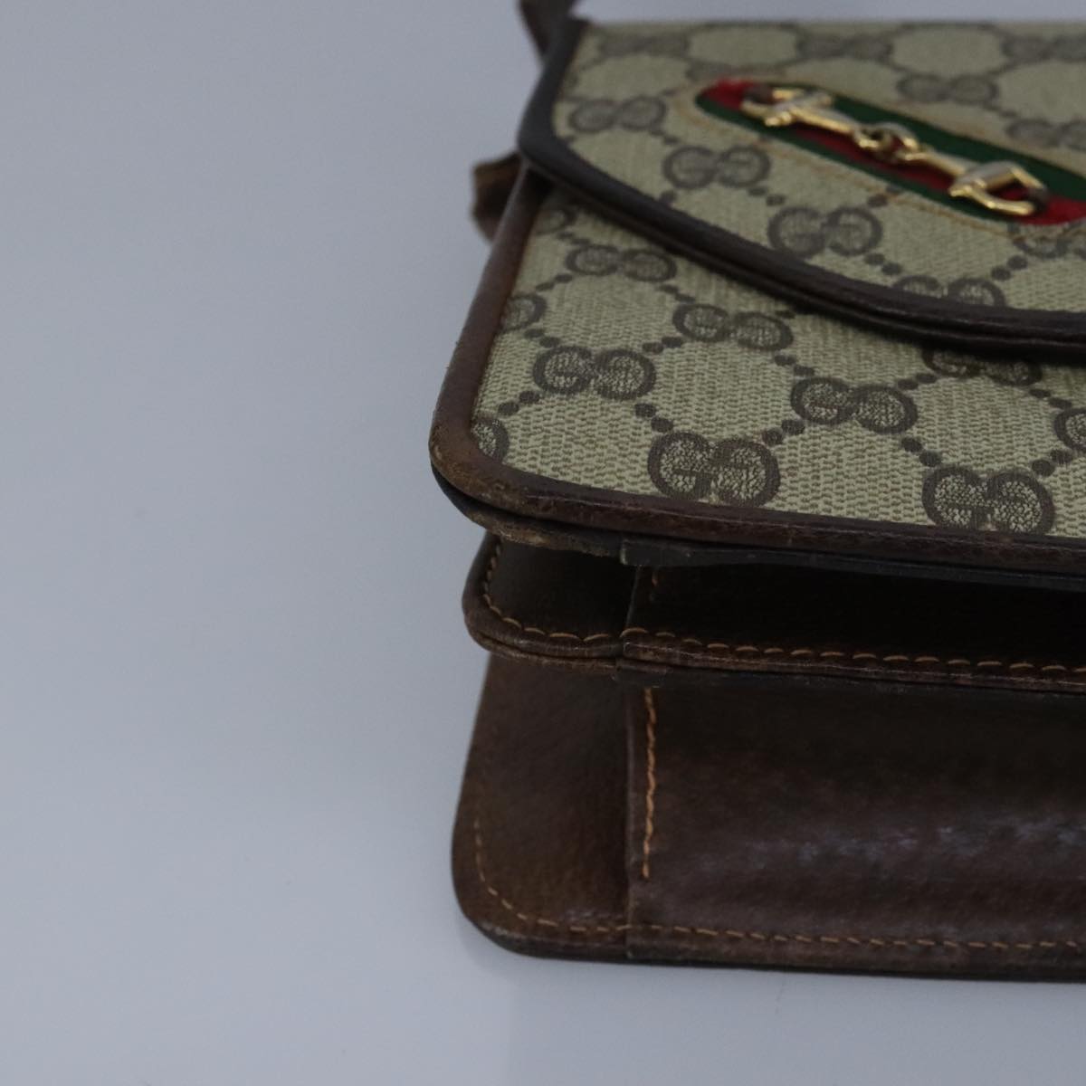 Gucci Horsebit Beige Canvas Shoulder Bag ()