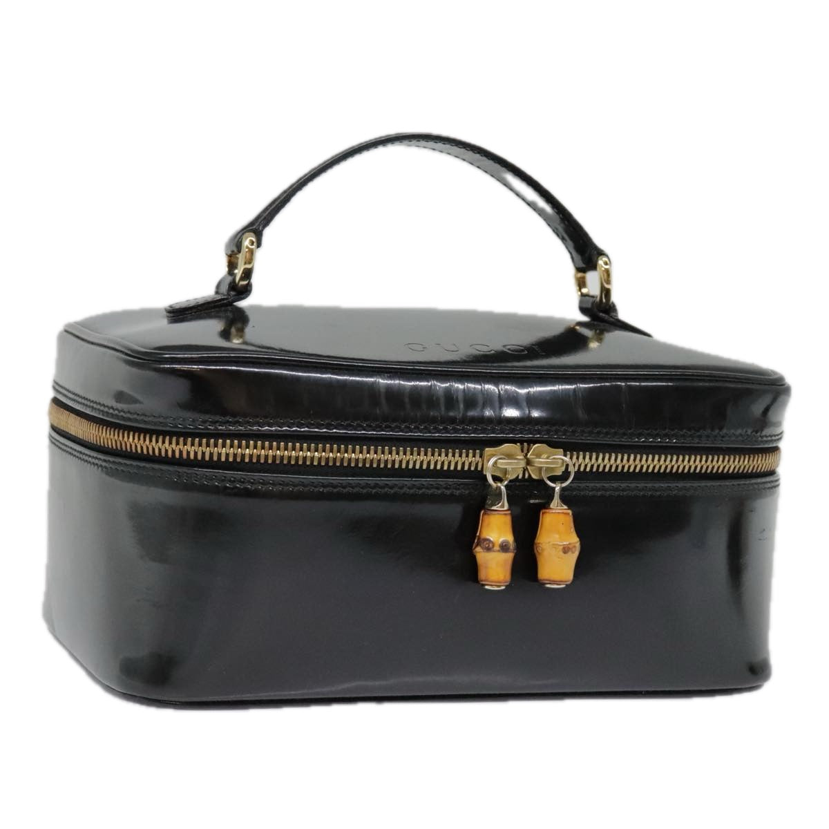 Gucci Bamboo Black Patent Leather Clutch Bag ()