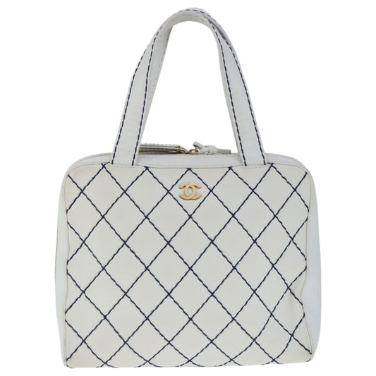 Chanel Wild Stitch White Leather Tote Bag ()