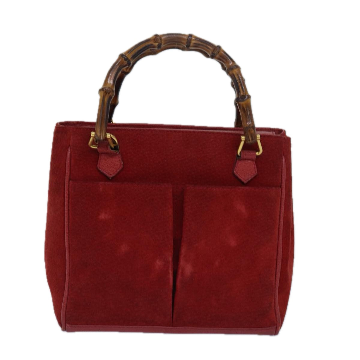 Gucci Bamboo Red Suede Handbag ()