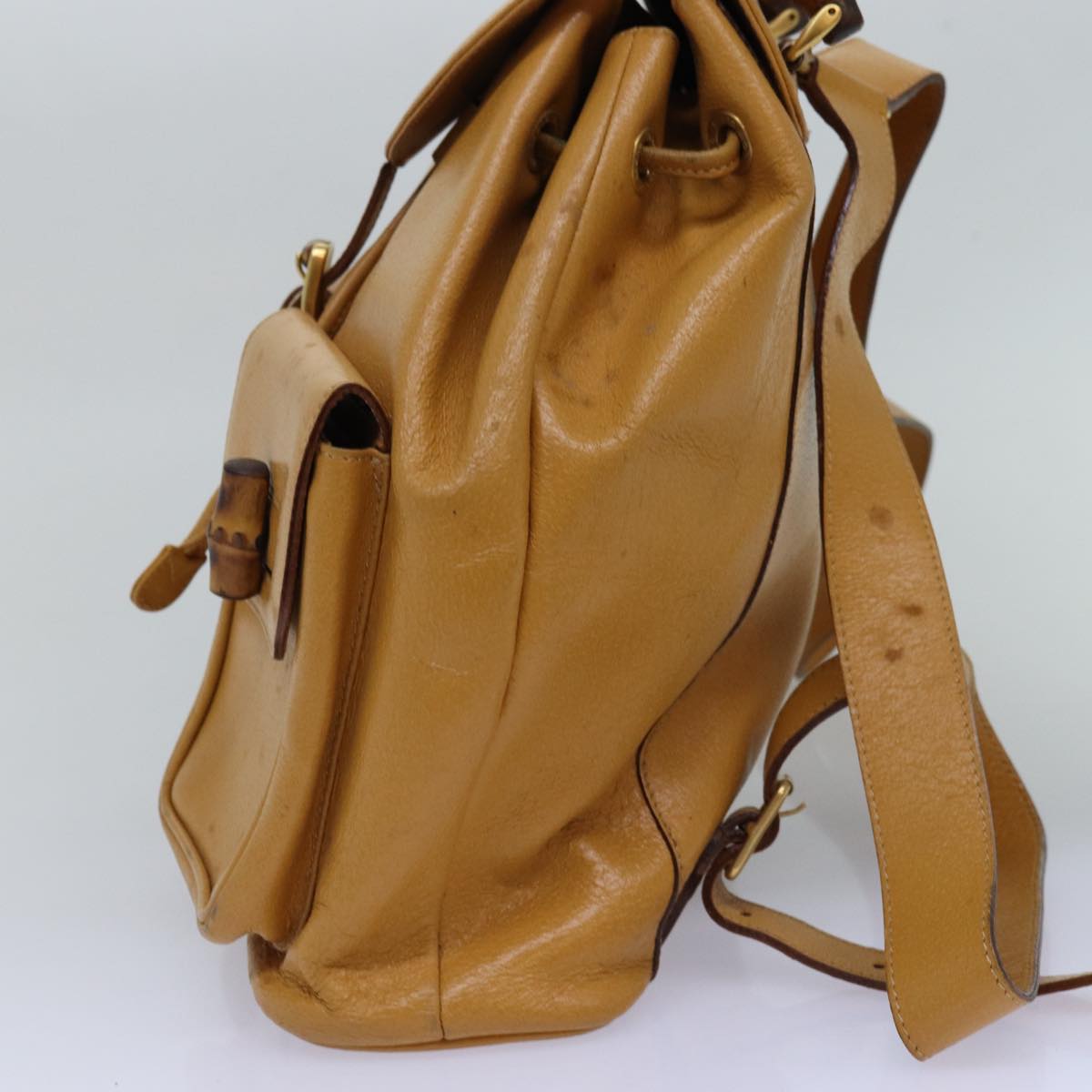 Gucci Bamboo Yellow Leather Backpack Bag ()
