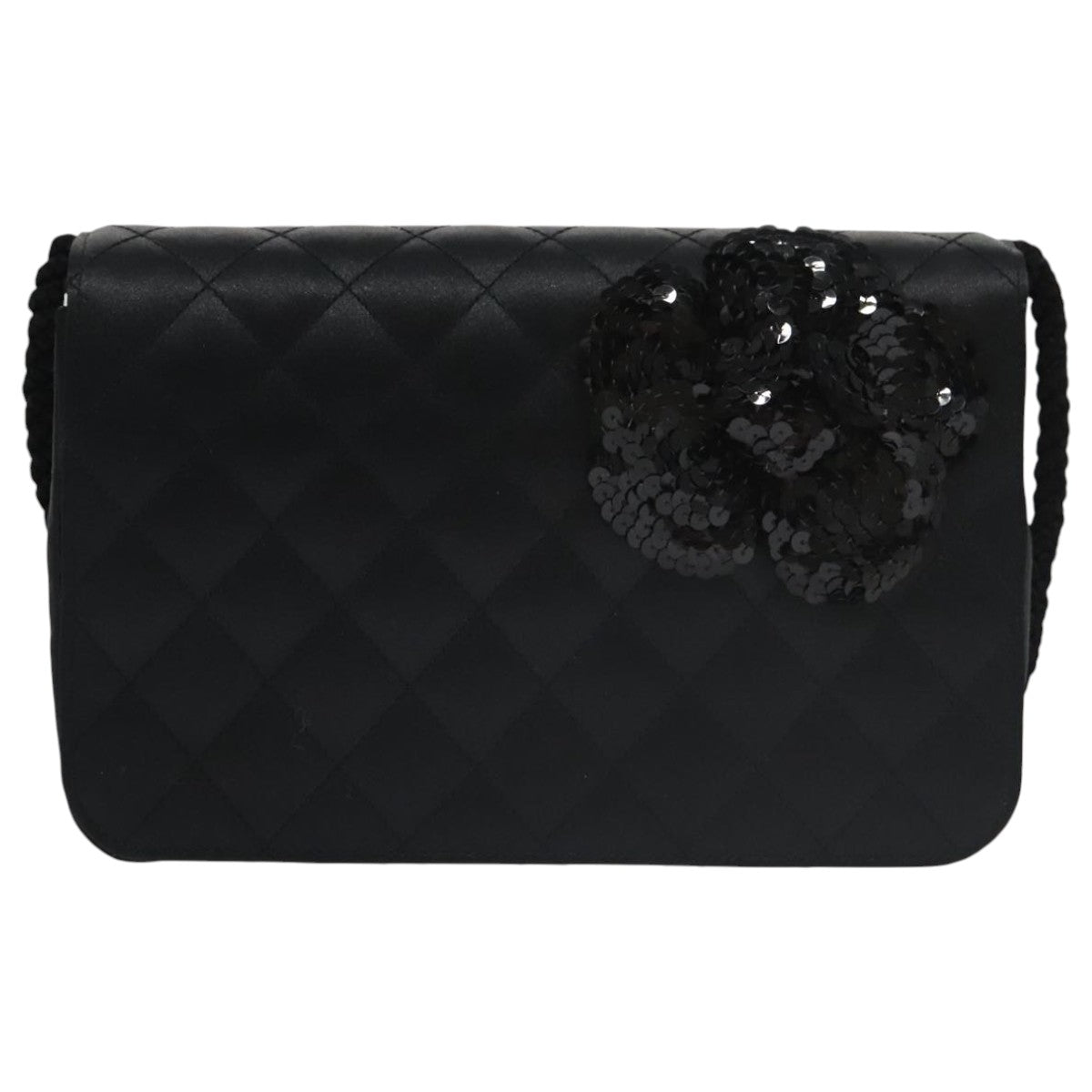 Chanel Camellia Black Silk Shoulder Bag ()