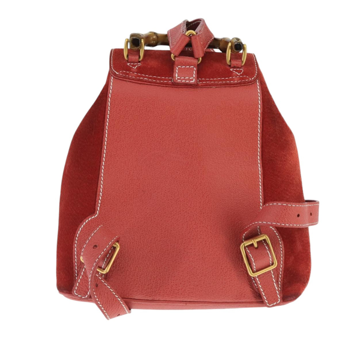 Gucci Bamboo Red Suede Backpack Bag ()