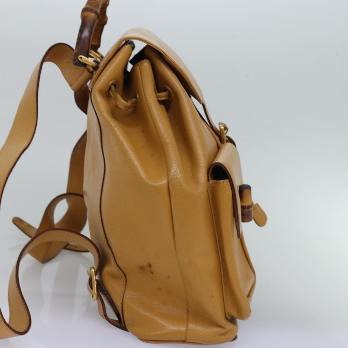 Gucci Bamboo Yellow Leather Backpack Bag ()