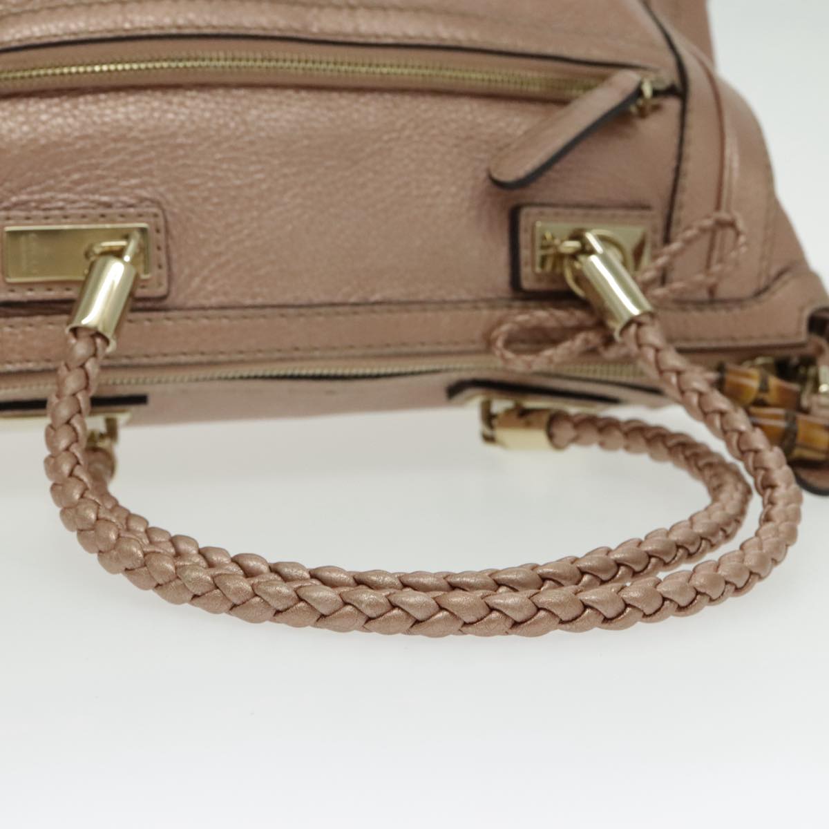 Gucci Bamboo Pink Leather Handbag ()