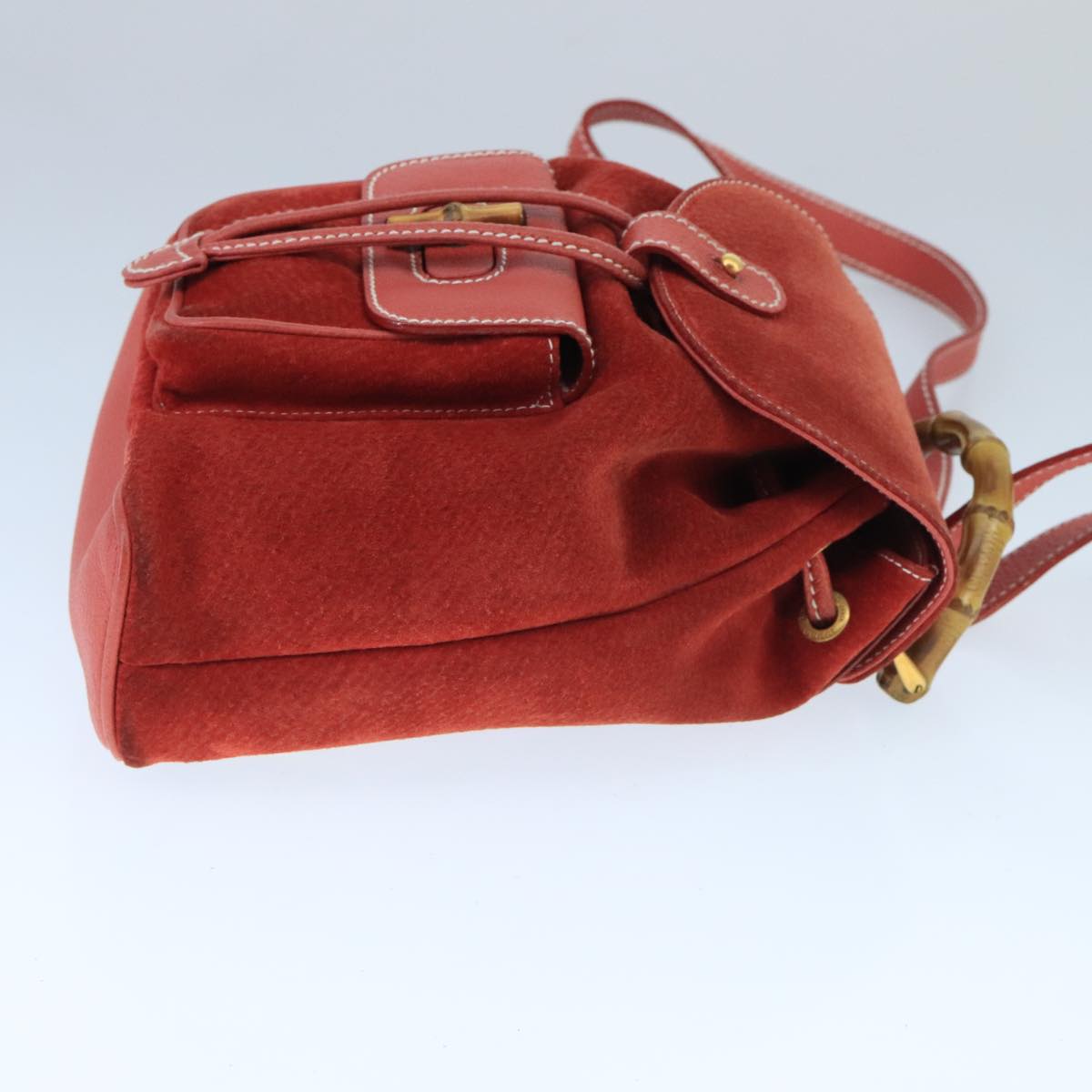 Gucci Bamboo Red Suede Backpack Bag ()