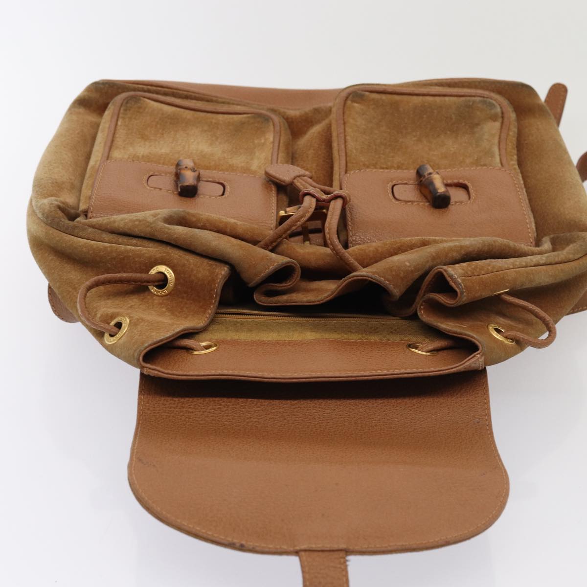 Gucci Bamboo Brown Suede Backpack Bag ()