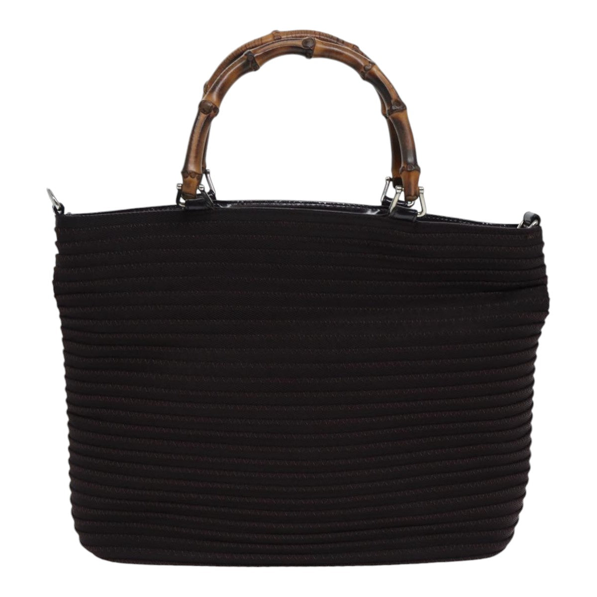 Gucci Bamboo Black Canvas Shoulder Bag ()