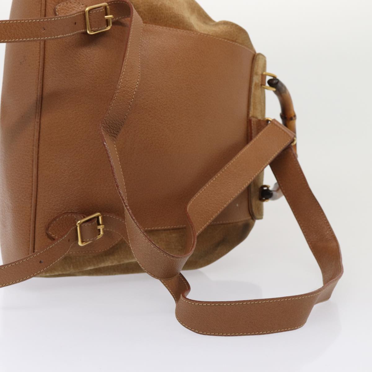 Gucci Bamboo Brown Suede Backpack Bag ()