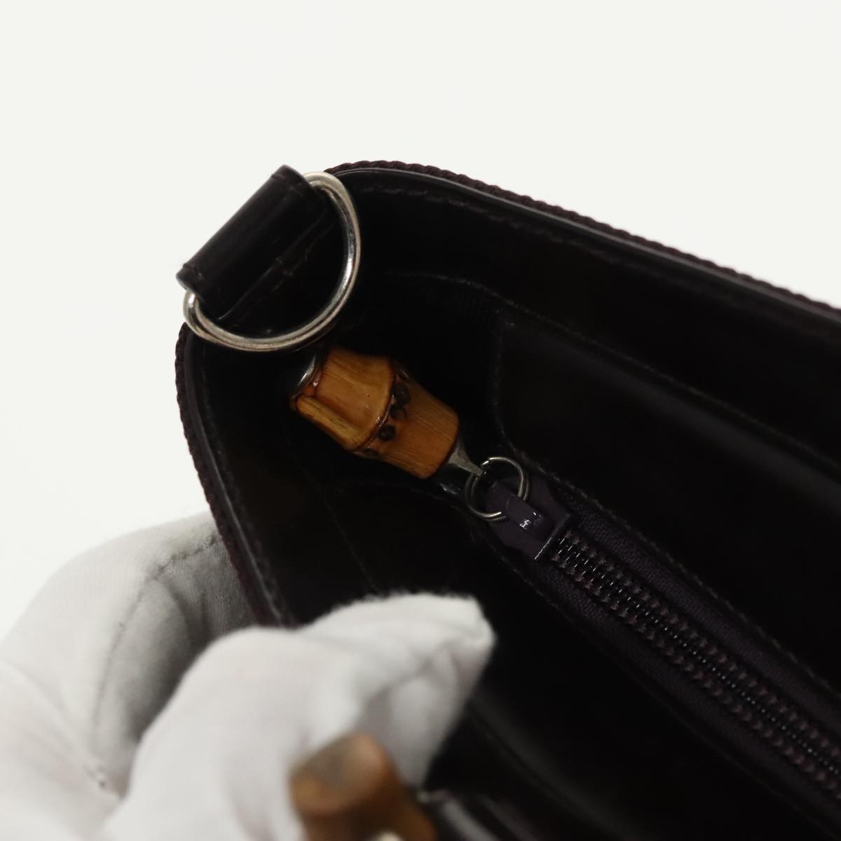 Gucci Bamboo Burgundy Synthetic Handbag ()